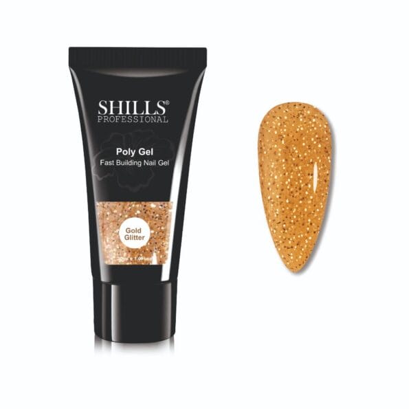 Shills Professional POLY GEL Fast Building Nail Gel - Gold Glitter