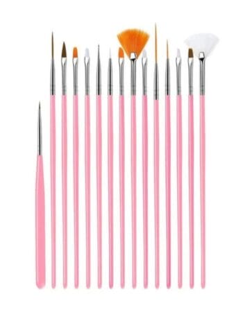 Shills Professional Nail Art Brush Set - Pink 15Pcs